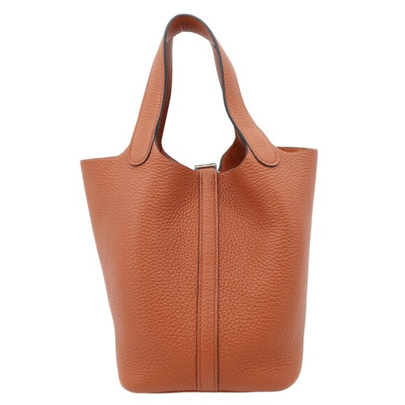 Hermes Picotin Lock 18 Taurillon Clemence Leather Hobo Bag Orange Apricot - Picture 4 of 13